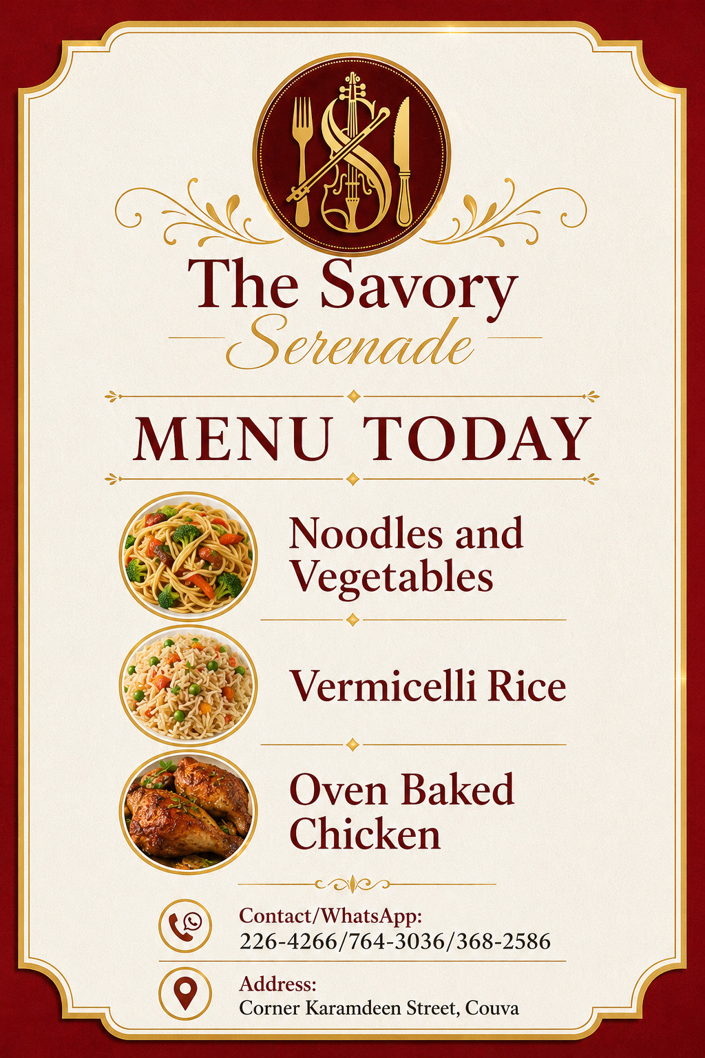 View the Latest Menu at The Savory Serenade